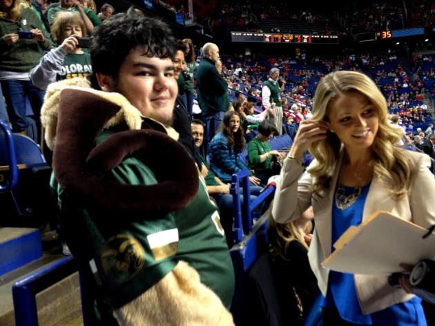 CSU Rams Ultimate Fan Justin Stank is interview by Allie LaForce from CBS Sports CSU Rams Ultimate Fan Justin Stank is interview by Allie LaForce from CBS Sports