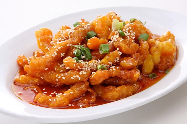 wonton wrapped sesame chicken