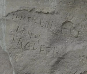 James Bridger signed his name in stone on Names Hill near Kemmerer, WY James Bridger signed his name in stone on Names Hill near Kemmerer, WY