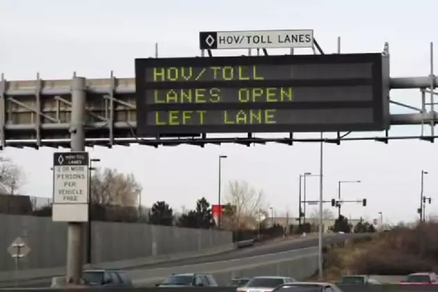 HOV/TOLL Lanes sign on I-25